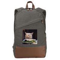Dinner Table Cat Meme Funny Internet Yelling Confused Gift TShirt Cotton Canvas Backpack