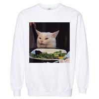 Dinner Table Cat Meme Funny Internet Yelling Confused Gift TShirt Garment-Dyed Sweatshirt