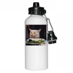 Dinner Table Cat Meme Funny Internet Yelling Confused Gift TShirt Aluminum Water Bottle