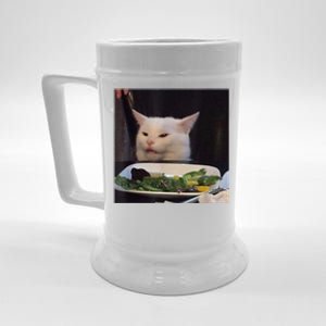 Dinner Table Cat Meme Funny Internet Yelling Confused Gift TShirt Beer Stein