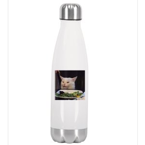 Dinner Table Cat Meme Funny Internet Yelling Confused Gift TShirt Stainless Steel Insulated Water Bottle