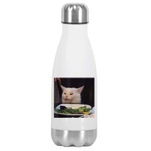 Dinner Table Cat Meme Funny Internet Yelling Confused Gift TShirt Stainless Steel Insulated Water Bottle