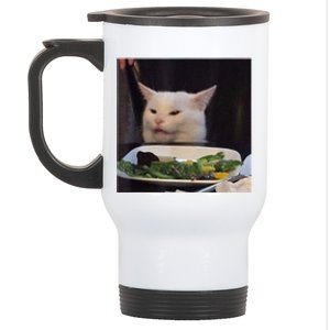 Dinner Table Cat Meme Funny Internet Yelling Confused Gift TShirt Stainless Steel Travel Mug