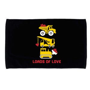 Dump Truck Crane Bulldozer Loads Of Love Valentine’s Day Funny Gift Microfiber Hand Towel