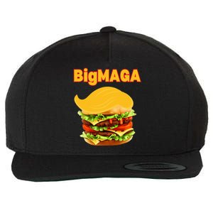 Donald Trump Cheeseburger Big Maga Hamburger Wool Snapback Cap