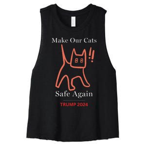 Donald Trump Cat Make Our Kittens Safe Again Women's Racerback Cropped Tank