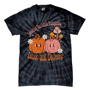 Delivering The Cutest Pumpkins Labor & Delivery Halloween Tie-Dye T-Shirt