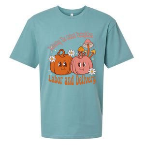 Delivering The Cutest Pumpkins Labor & Delivery Halloween Sueded Cloud Jersey T-Shirt