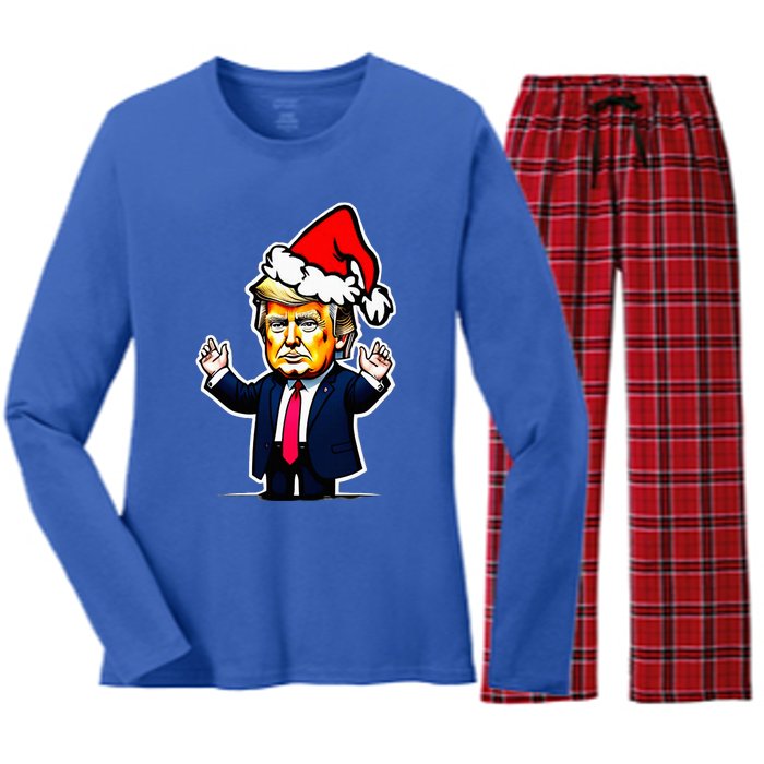 Donald Trump Christmas For Dads Women's Long Sleeve Flannel Pajama Set 