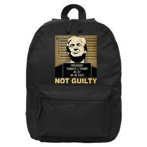 Donal Trump campaig releases mugshot Not Guilty 16 in Basic Backpack