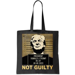 Donal Trump campaig releases mugshot Not Guilty Tote Bag