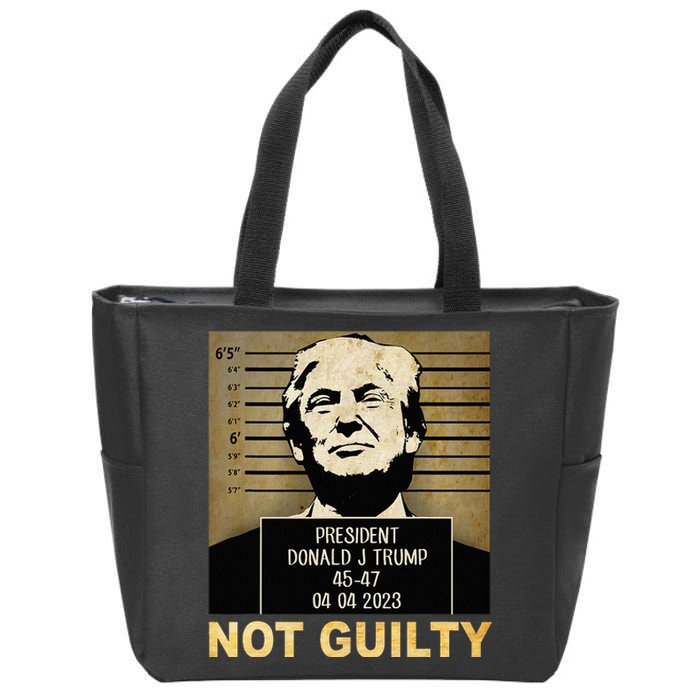 Donal Trump campaig releases mugshot Not Guilty Zip Tote Bag