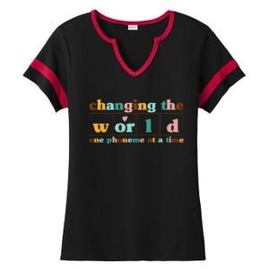 Dyslexia Teacher Changing The World One Phoneme At A Time Ladies Halftime Notch Neck Tee