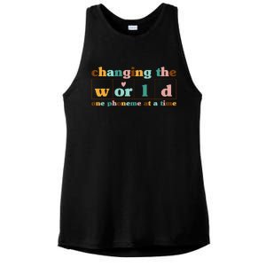 Dyslexia Teacher Changing The World One Phoneme At A Time Ladies PosiCharge Tri-Blend Wicking Tank