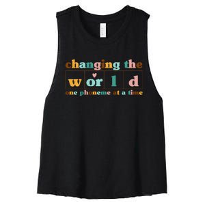 Dyslexia Teacher Changing The World One Phoneme At A Time Women's Racerback Cropped Tank