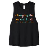 Dyslexia Teacher Changing The World One Phoneme At A Time Women's Racerback Cropped Tank