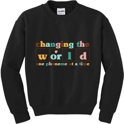 Dyslexia Teacher Changing The World One Phoneme At A Time Kids Sweatshirt