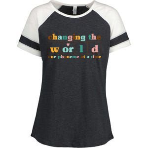 Dyslexia Teacher Changing The World One Phoneme At A Time Enza Ladies Jersey Colorblock Tee