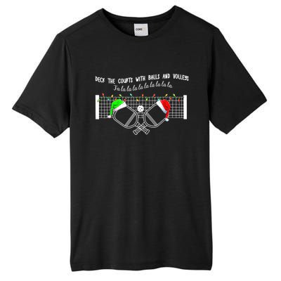 Deck The Courts With Balls And Volleys Christmas Pickleball Tall Fusion ChromaSoft Performance T-Shirt