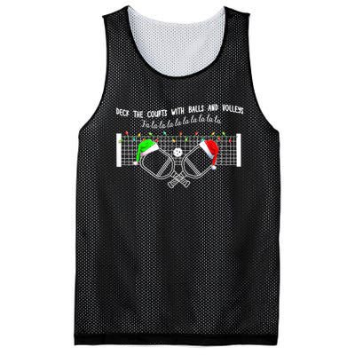 Deck The Courts With Balls And Volleys Christmas Pickleball Mesh Reversible Basketball Jersey Tank