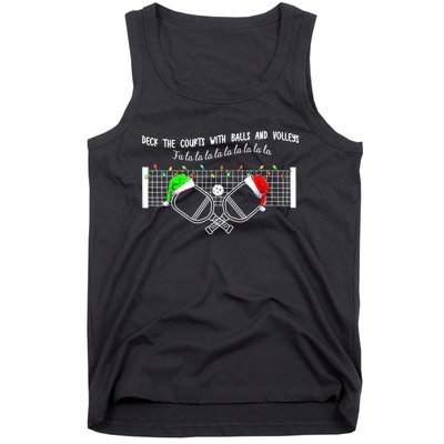 Deck The Courts With Balls And Volleys Christmas Pickleball Tank Top