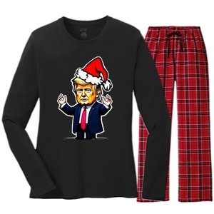 Donald Trump Christmas For Dads & Women Christmas Trump Women's Long Sleeve Flannel Pajama Set 