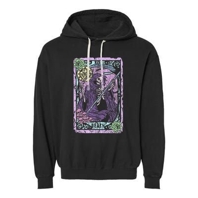 Death Tarot Card Witchcraft Occult Pastel Goth Reaper Garment-Dyed Fleece Hoodie