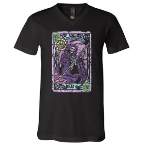 Death Tarot Card Witchcraft Occult Pastel Goth Reaper V-Neck T-Shirt