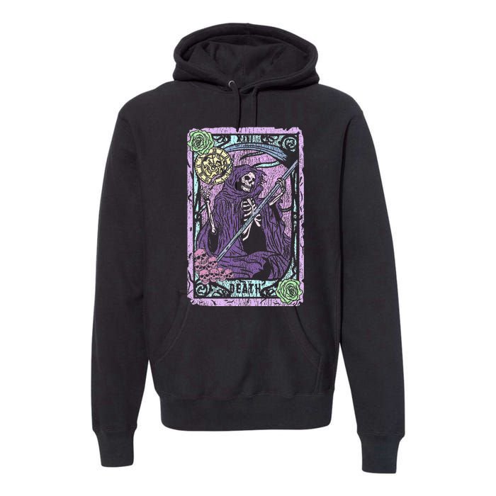 Death Tarot Card Witchcraft Occult Pastel Goth Reaper Premium Hoodie