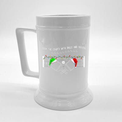 Deck The Courts With Balls And Volleys Christmas Pickleball  Beer Stein