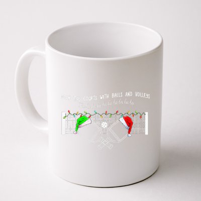 Deck The Courts With Balls And Volleys Christmas Pickleball  Coffee Mug