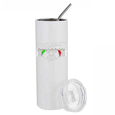 Deck The Courts With Balls And Volleys Christmas Pickleball  Stainless Steel Tumbler