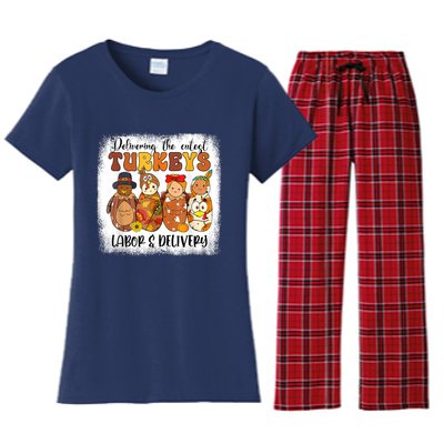 Delivering The Cutest Turkeys Labor & Delivery Thanksgiving Women's Flannel Pajama Set