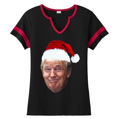 Donald Trump Christmas Funny Maga Santa Hat Gift Ladies Halftime Notch Neck Tee