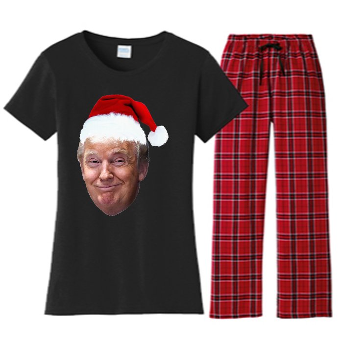 Donald Trump Christmas Funny Maga Santa Hat Gift Women's Flannel Pajama Set