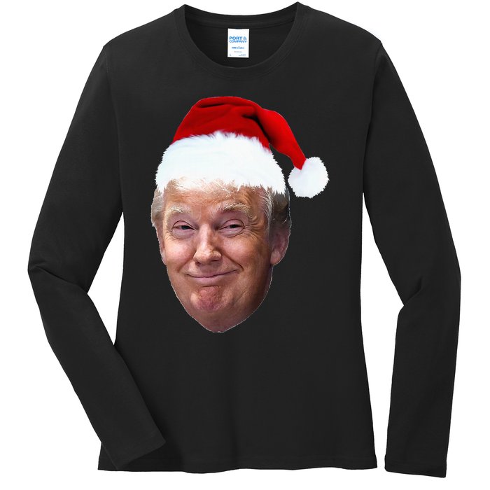 Donald Trump Christmas Funny Maga Santa Hat Gift Ladies Long Sleeve Shirt