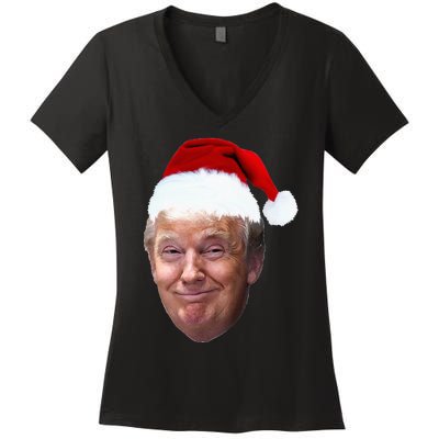 Donald Trump Christmas Funny Maga Santa Hat Gift Women's V-Neck T-Shirt