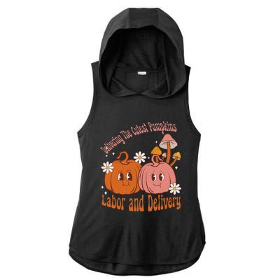 Delivering The Cutest Pumpkins Labor & Delivery Halloween Ladies PosiCharge Tri-Blend Wicking Draft Hoodie Tank