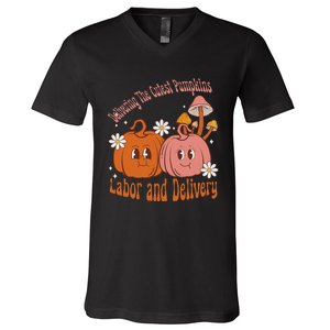 Delivering The Cutest Pumpkins Labor & Delivery Halloween V-Neck T-Shirt