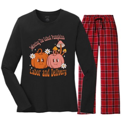 Delivering The Cutest Pumpkins Labor & Delivery Halloween Women's Long Sleeve Flannel Pajama Set 