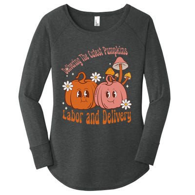 Delivering The Cutest Pumpkins Labor & Delivery Halloween Women's Perfect Tri Tunic Long Sleeve Shirt