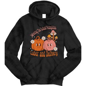 Delivering The Cutest Pumpkins Labor & Delivery Halloween Tie Dye Hoodie