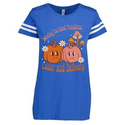 Delivering The Cutest Pumpkins Labor & Delivery Halloween Enza Ladies Jersey Football T-Shirt