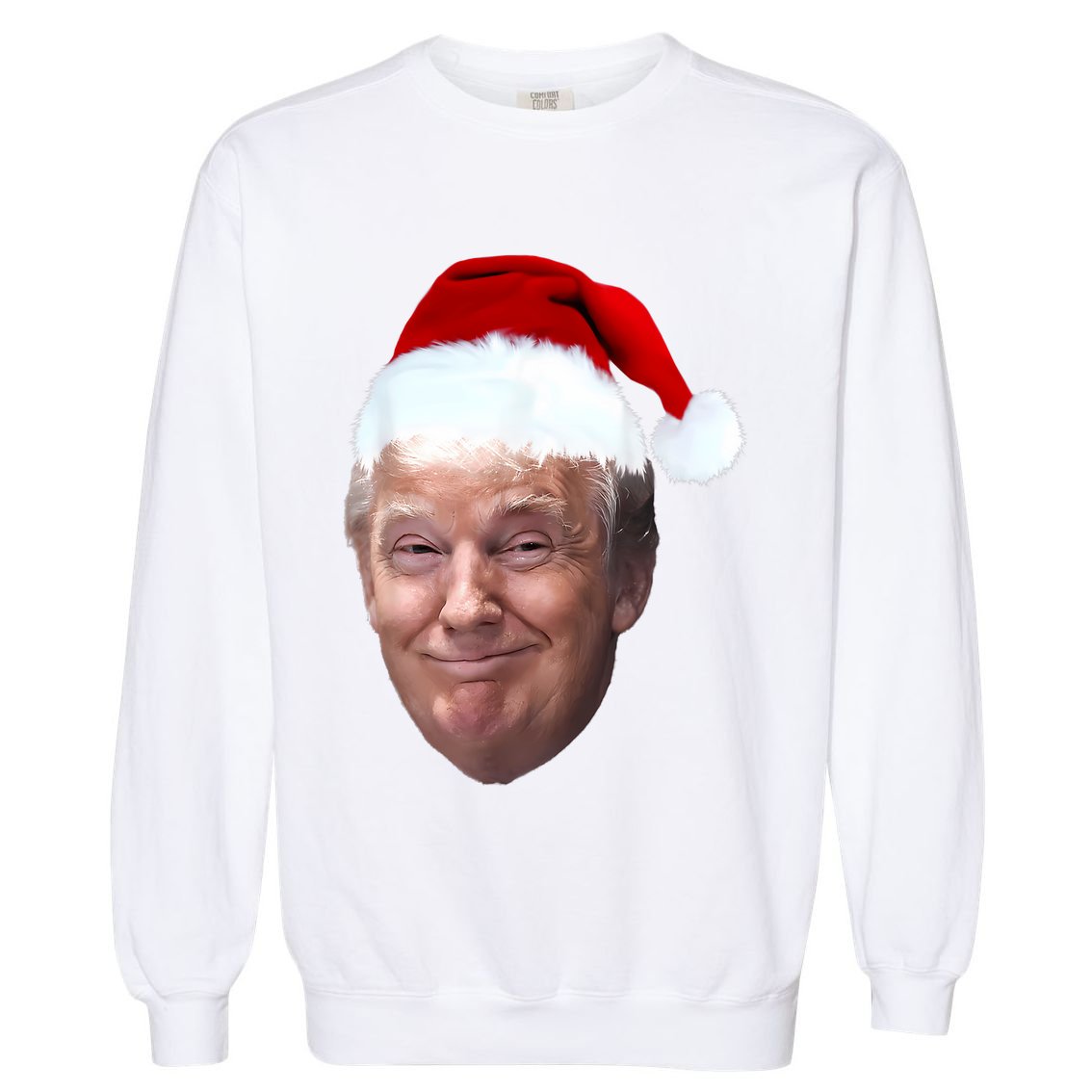 Donald Trump Christmas Funny Maga Santa Hat Gift Garment-Dyed Sweatshirt