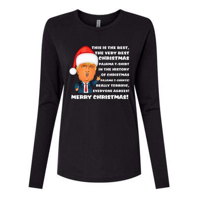 Donald Trump Christmas Pajama Womens Cotton Relaxed Long Sleeve T-Shirt