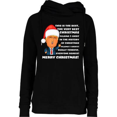 Donald Trump Christmas Pajama Womens Funnel Neck Pullover Hood