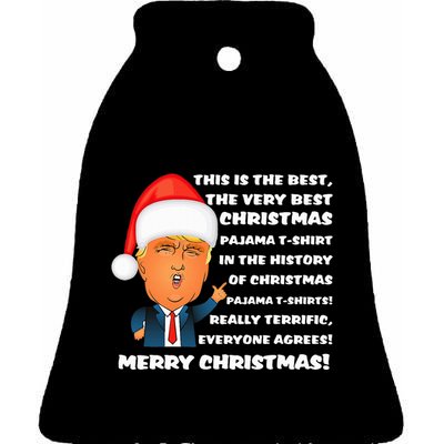 Donald Trump Christmas Pajama Ceramic Bell Ornament