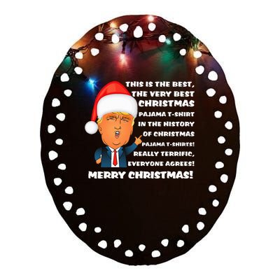 Donald Trump Christmas Pajama Ceramic Oval Ornament