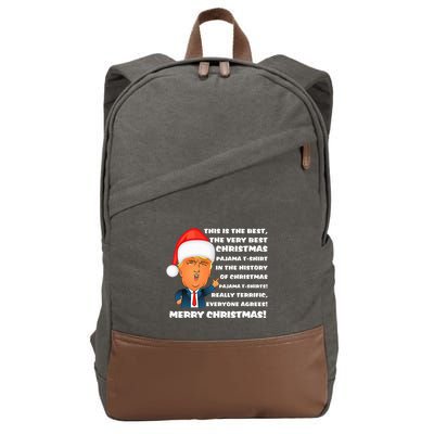 Donald Trump Christmas Pajama Cotton Canvas Backpack