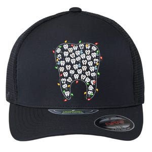 Dental Tooth Christmas Lights Dental Hygienist Dentist Xmas Flexfit Unipanel Trucker Cap